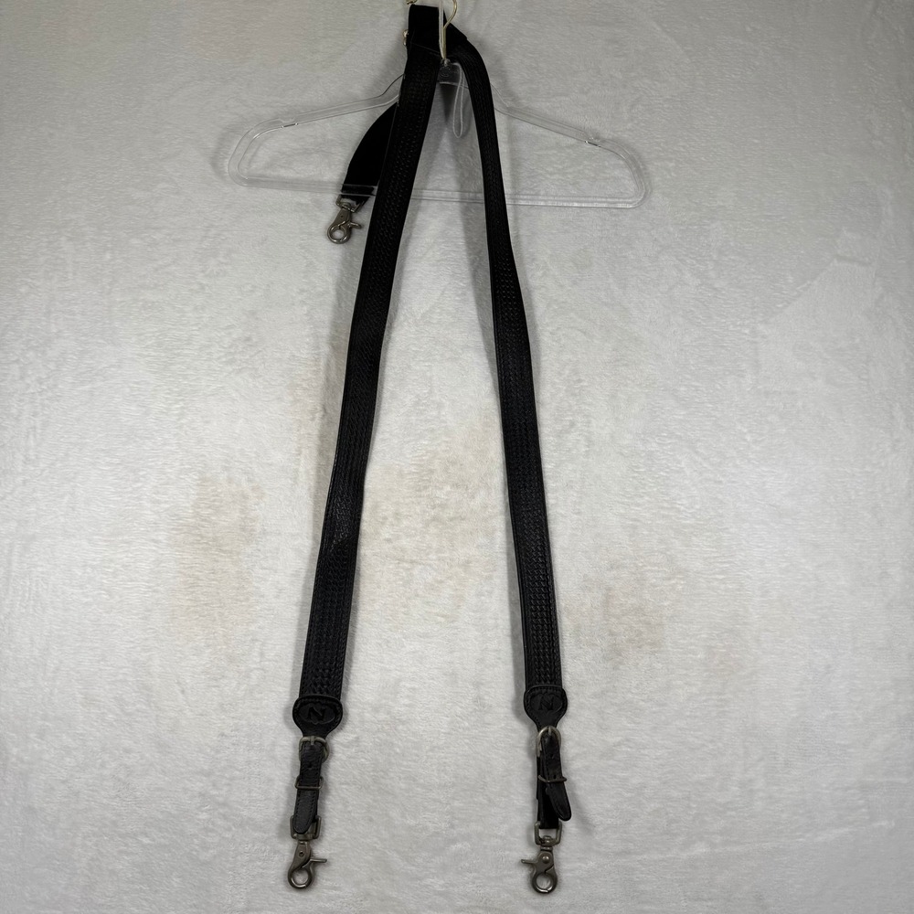 Nocona Mens Black Leather Basketweave Tooled Western‎ Y-Back Suspenders Snaps